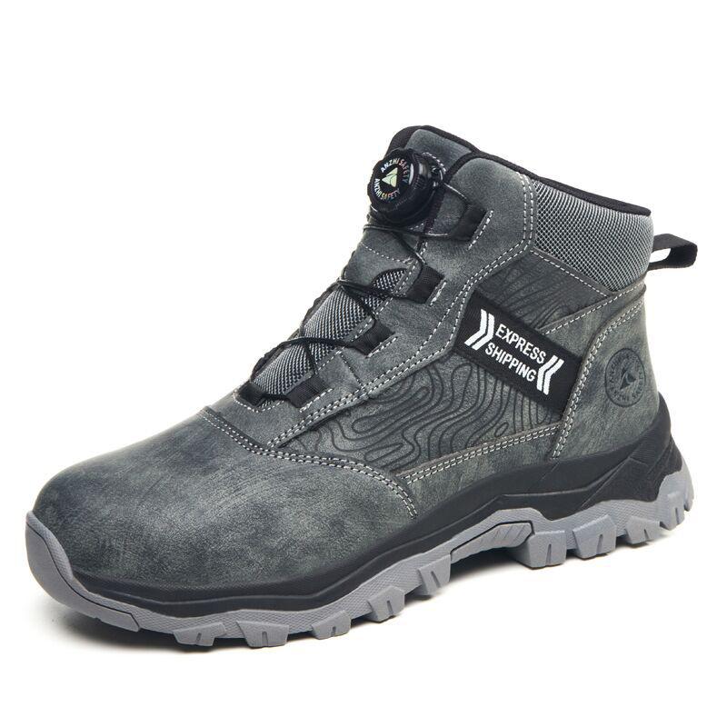 Rotating Button Safety Shoes Men Steel Toe Boots Winter Leather Work Shoes Men's High Top Work Safety Boots Man Protective Boots
