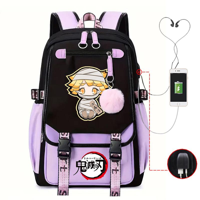 Ghost Annihilation Blade Grade 3-6 Junior High School Student High School Student School Bag Strap USB Multifunctional Backpack