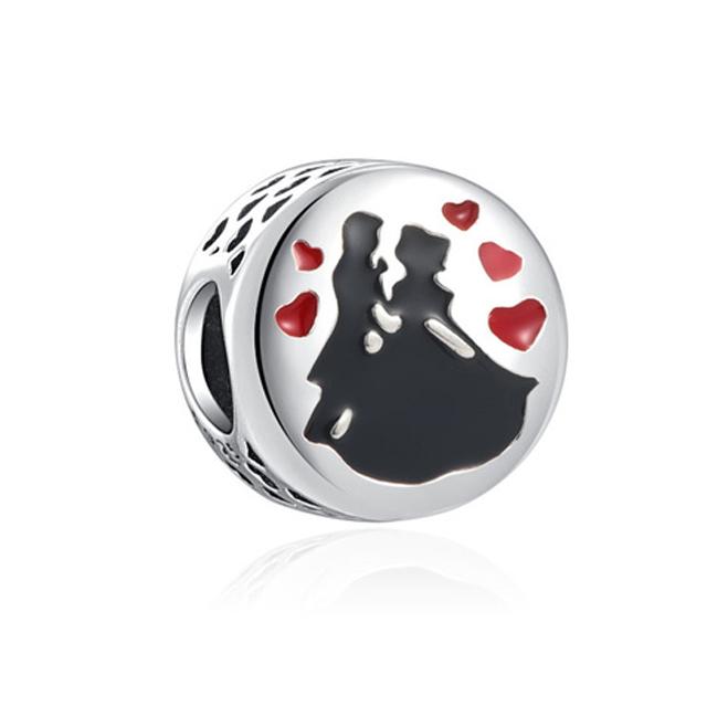 I Love You Valentine'S Day Sparkling Pink Diamond Love Copper Charm Beads Fit For Original Bracelets Diy Women'S Jewelry Gift