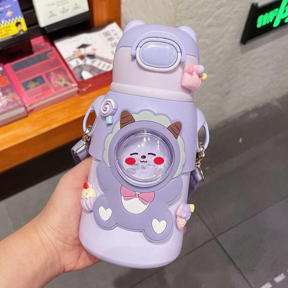 Stainless Steel Kids Vacuum Flask Keeps Cold and Heat 500ML Student Insulated Water Cup Leak Proof Portable Travel Thermal Cup