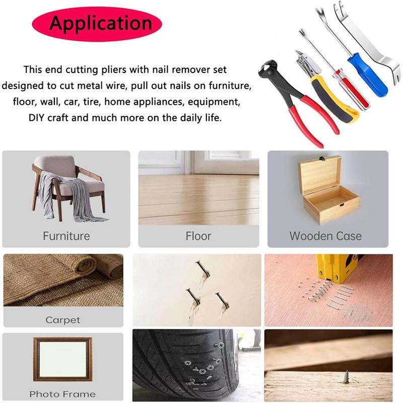 Nail Remover Tool With Staple Puller, Nail Puller Pliers Tack Remover 5Pcs Upholstery Staples Tool For Furniture Projects