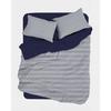 Bedding Set - 1 Duvet Cover 140 X 200 Cm + 1 Pillowcase 60 X 60 Cm - 100% Reinforced Cotton - Dark Blue Stripes