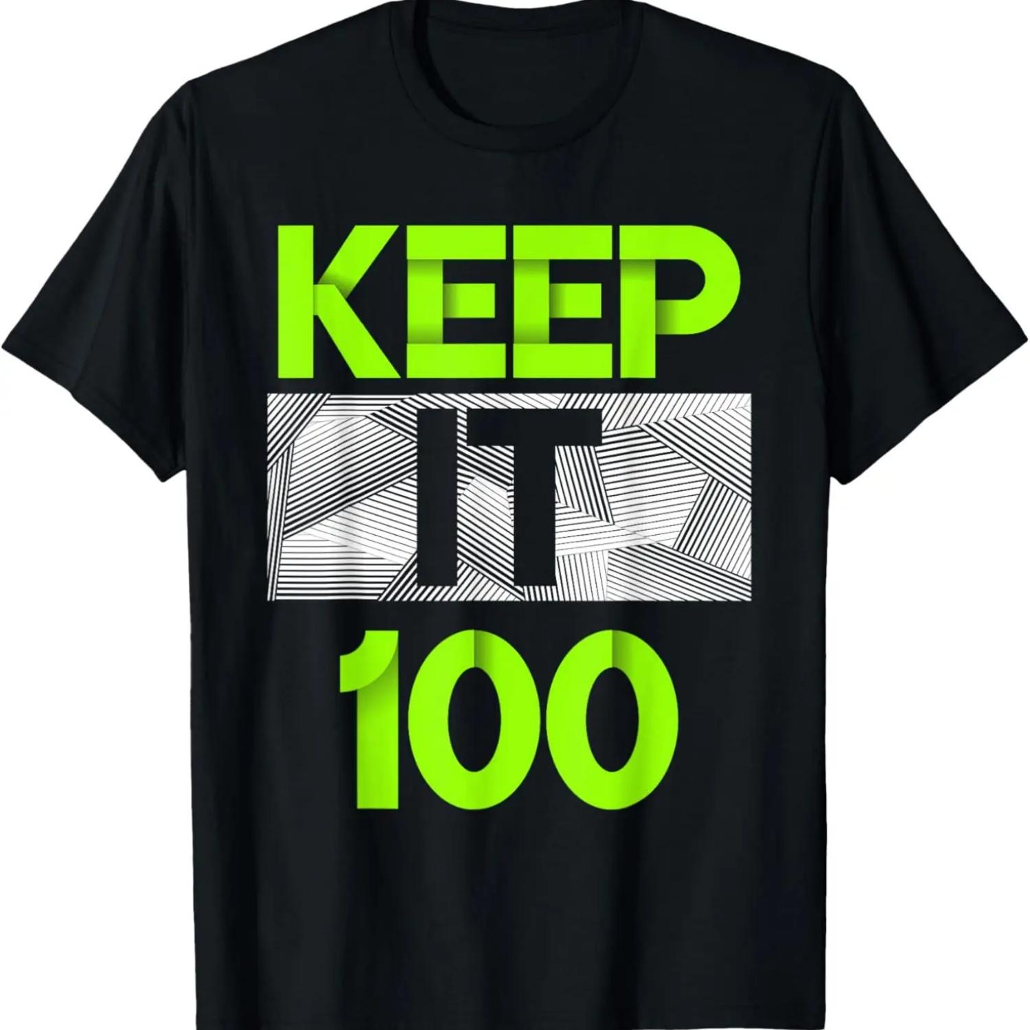 Keep It 100 Green Color Graphic T-Shirt S чёрный