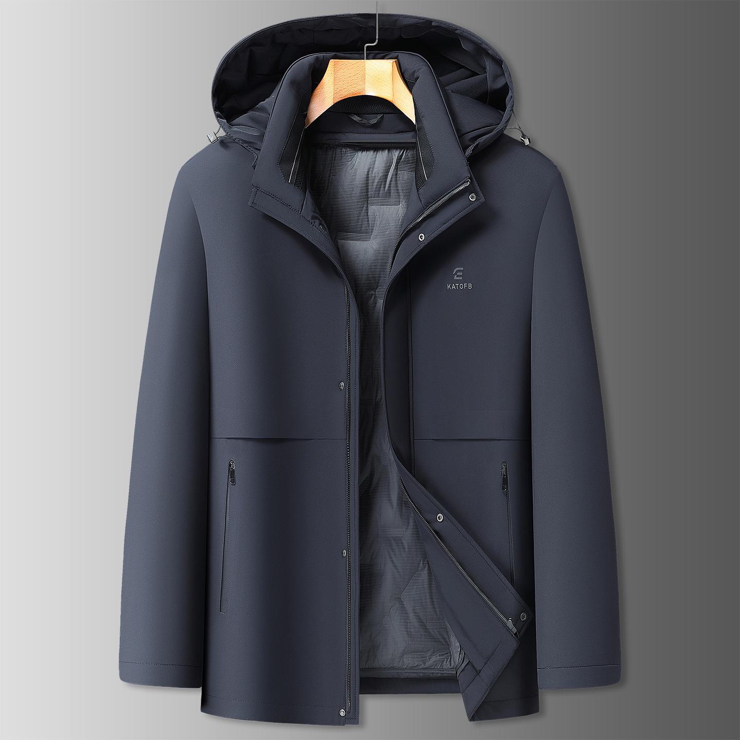

Men s Plus Size 2025 Down Liner Jacket Set with Removable Hood - Warm, Thick Winter Coat 8XL (recommended 135-145 kg) темно-синього кольору