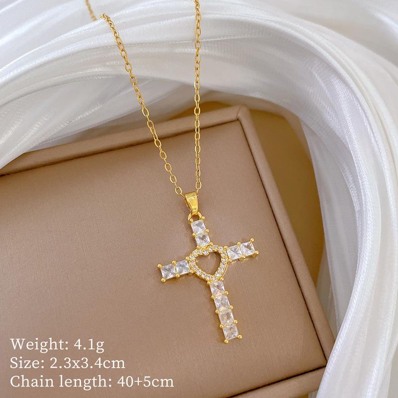 Multi-Element Style Copper Micro-Inlaid Necklace Combination Female Real Gold Electroplated Exquisite Collarbone Chain