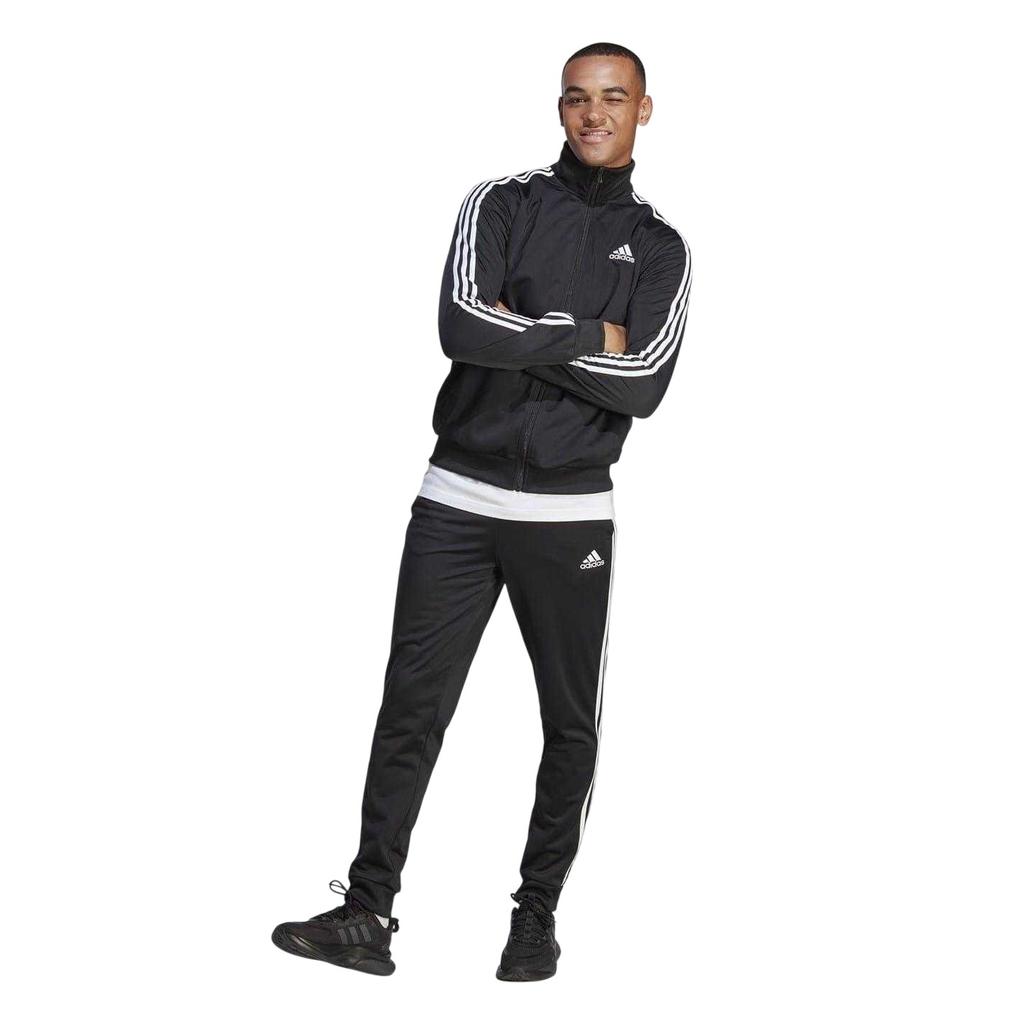 adidas Mens Essentials 3 Stripes Tricot Full Zip Tracksuit Set