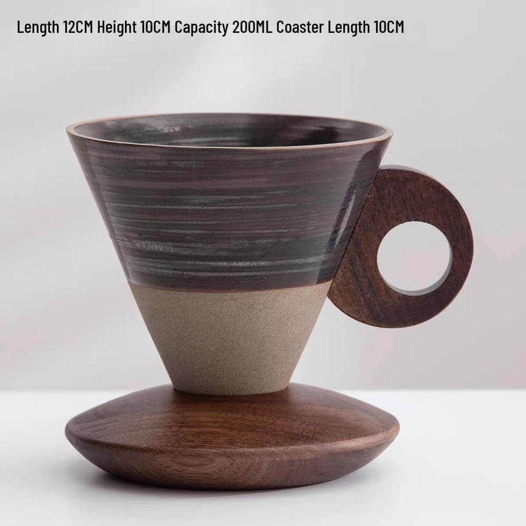 Nordic Retro Handmade Ceramic Cone Coffee Cup and Saucer Set
