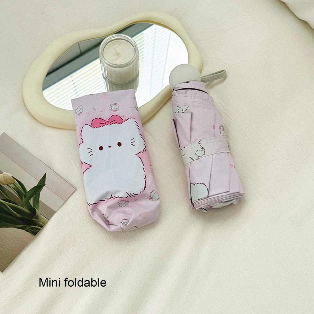 Cute Pink Kitten Folding Umbrella Sun Protection And Uv Rain Dual-Purpose Sun Umbrella Student Portable Sunshade