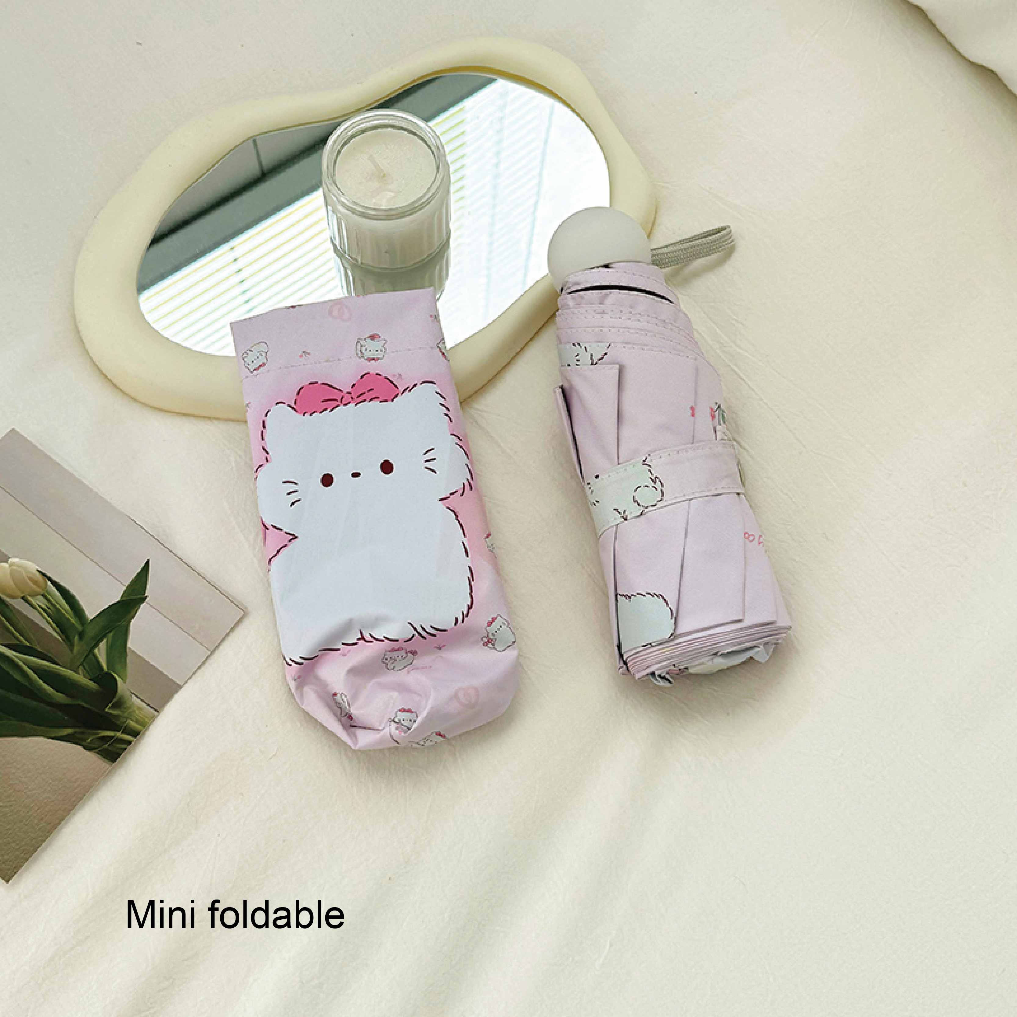 

Милый розовый котенок складной зонт защита от солнца и УФ дождь двойного назначения солнцезащитный зонт студенческий портативный солнцезащитный козырек 8K