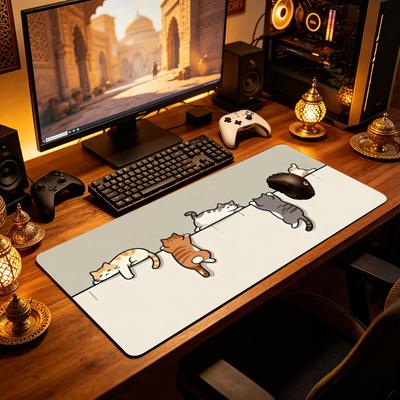 Cute Lazy Cats Large Mouse Pad Cartoon Kitten Climbing Wall Desk Mat Gaming Keyboard Pad Desk Accessories Tapis De Souris