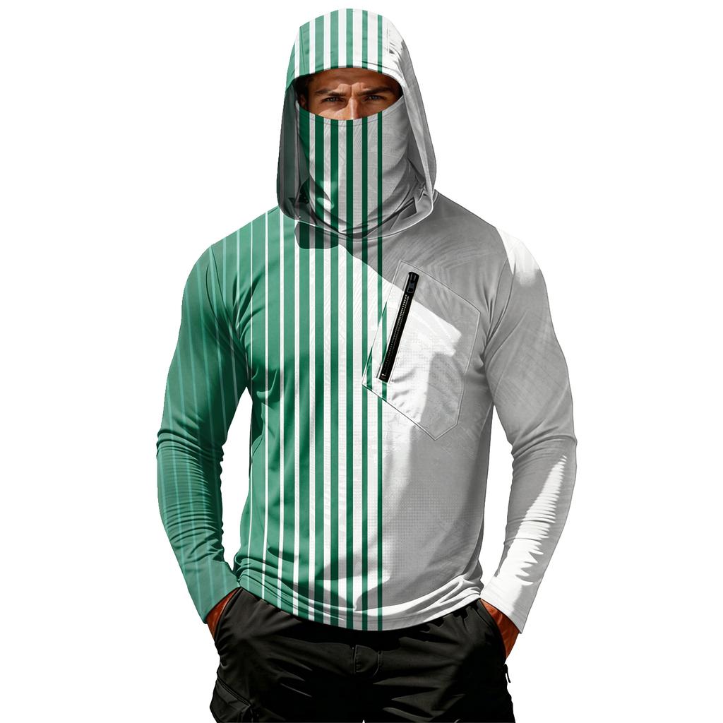 Casual herentop met capuchon en lange mouwen die bescherming biedt tegen de zon.