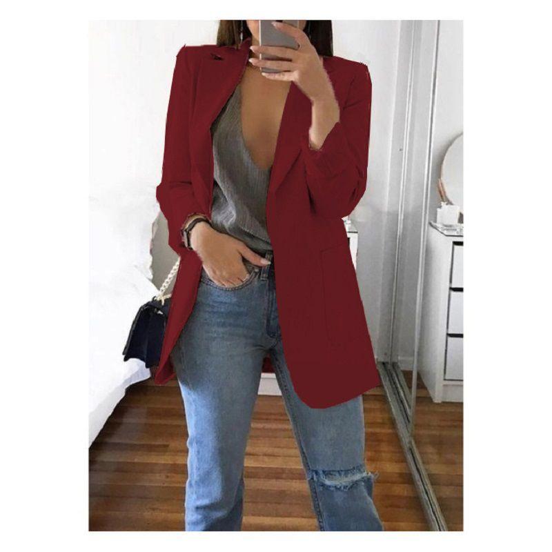 Lapel Women Loose Turndowncollar Long Sleeve Casual Blazer Women Outwear
