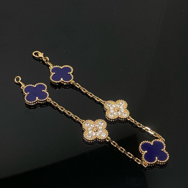 Exquisite Four-leaf Clover Bracelet for Women Five-flower Bracelet Double-sided Natural White Mother-of-pearl and Carnelian Bracelet