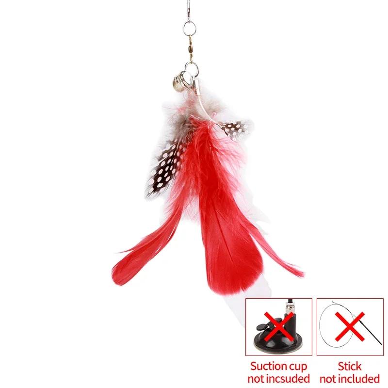 Interactive Cat Toy Handfree Cat Stick Playing Kitten Playing Teaser Wand Toy Suction Cup Bird/Feather Cat Wand Pet Supplies