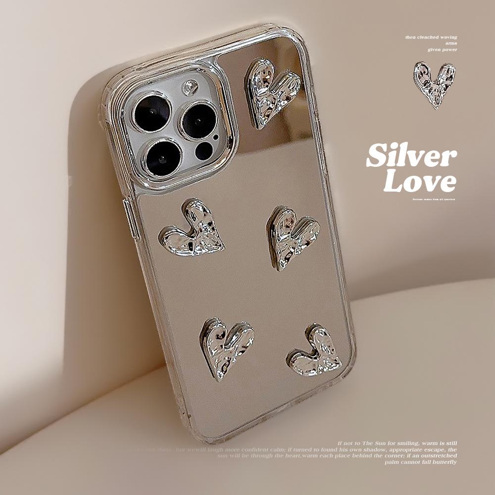 Three Dimensional Electroplating Love 13 Suitable for 11 Apple 15 ProMax Mobile Phone Case Mirror IPhone 16 High End Sense 14 Hard
