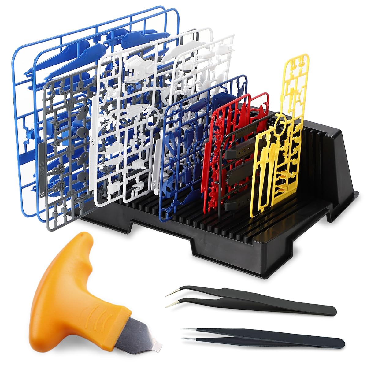 

SALUDABLE Gunpla Runner Stand Plastic Model Tool Tweezers Opener Set 25 (L-Shaped (Max. Sheets))