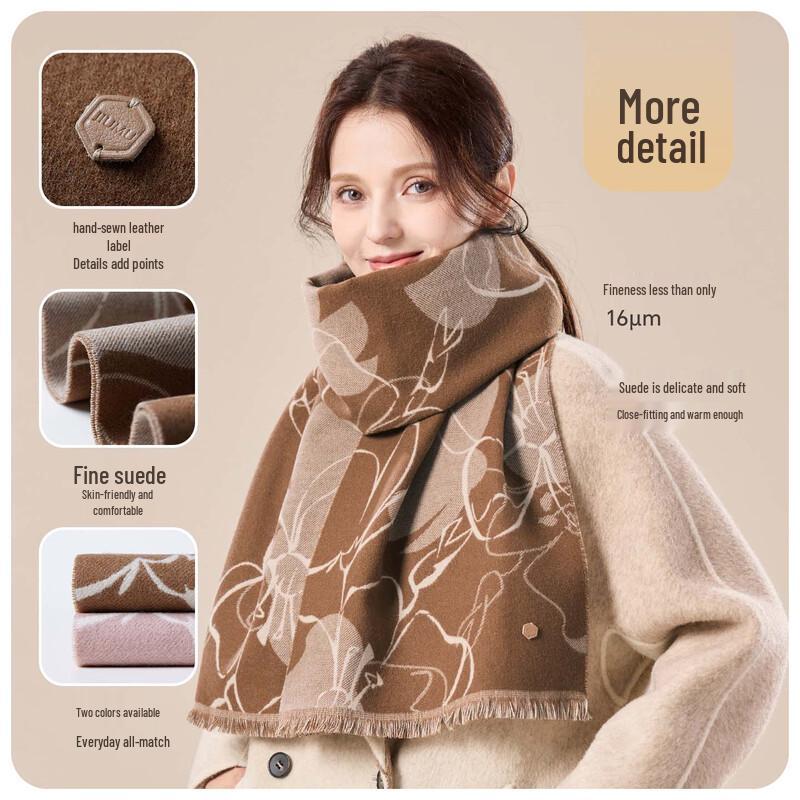 JIUMU Women's Pure Wool Scarf & Shawl - Fan Hua Series