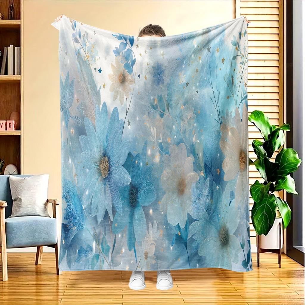 1pc Dreamy Flower Sea Flannel Blanket, HD Digital Print, All-Season Use, Cooling Blanket, Skin-Friendly and Soft 100% Polyester Fiber, the Perfect Gif