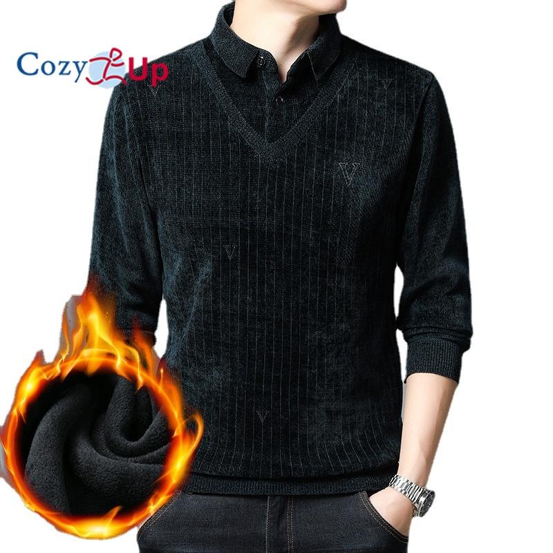 

Cozy Up Fake Two Men s Теплый свитер с длинными рукавами Chenille Свитер