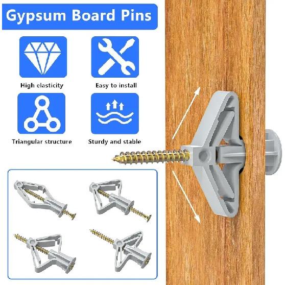 10/20/30/50/100 Sets/Pack Plastic Airplane Expansion Pipe Curtain Gypsum Board Hollow Wall Expansion Screw 3.5*50 Anchor 8*50 Plugs Up Aging