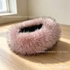 European and American imitation fur hat imitation fox hair warm ear protection princess hat versatile headgear plush bag head hat empty top hat