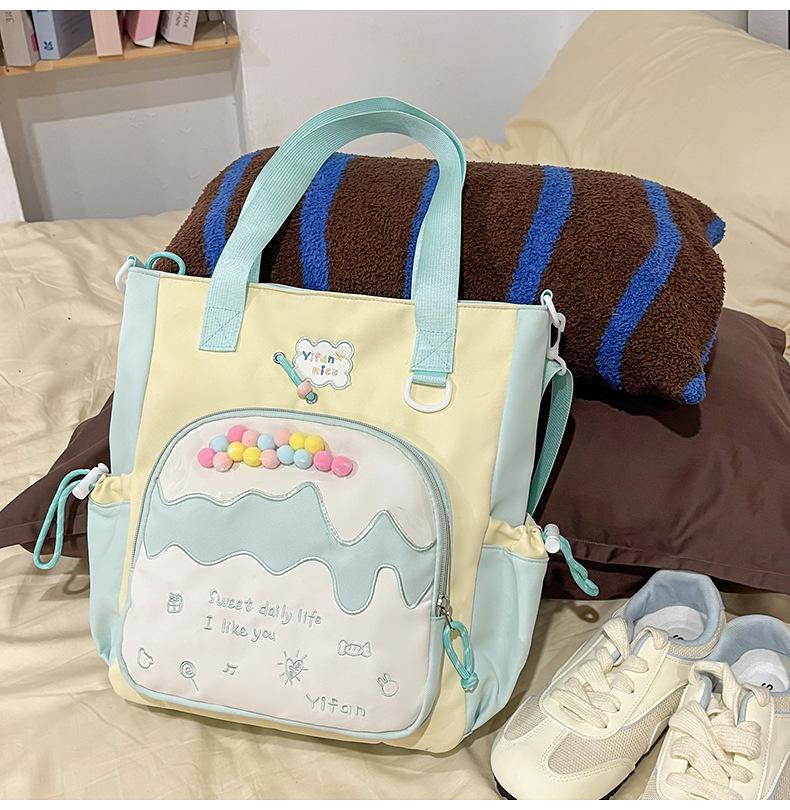 Schoolbag high-end college style junior high school student schoolbag female cream pain bag backpack fresh and cute large capacity backpack