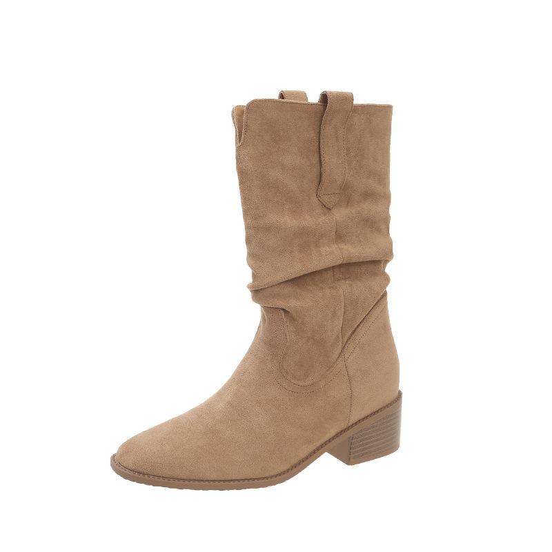 

Женские ботинки Мартина 2025 Новые Осенние Ретро Узкие Универсальные На высоком каблуке Маленькие Короткие Ботинки Ковбойские Ботинки с подкладкой 39 хаки