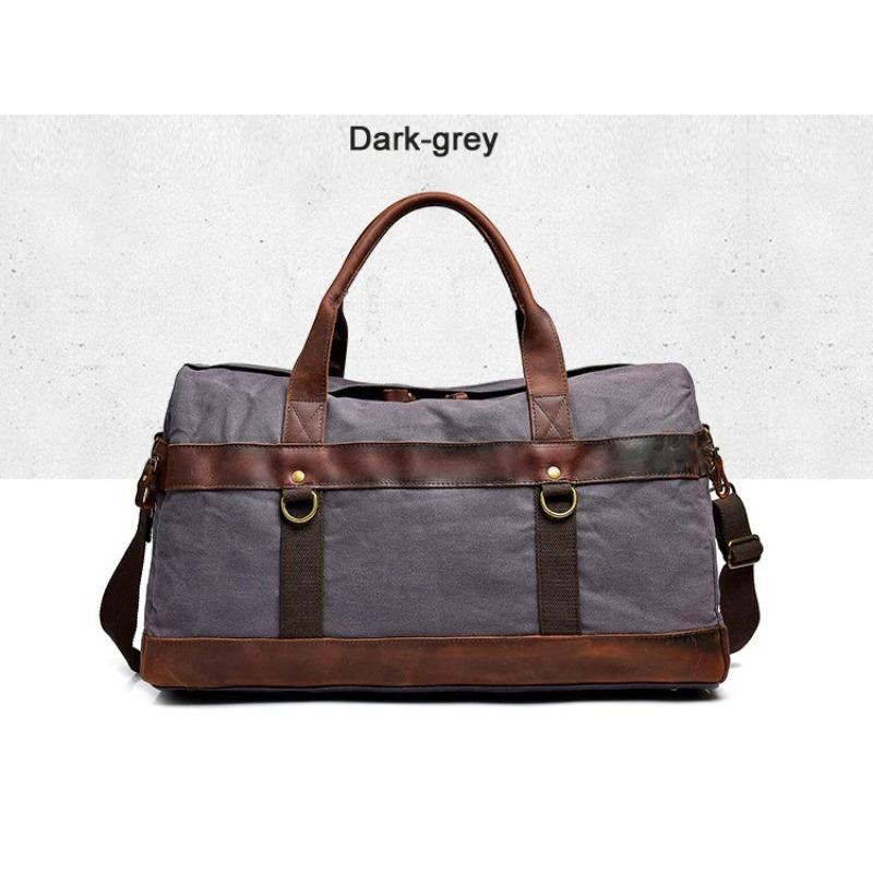 Waterproof Waxed Canvas Leather Men Travel Bag Hand Luggage Bag Carry On Large Tote Vintage Men Duffle Weekend Bag Big Overnight