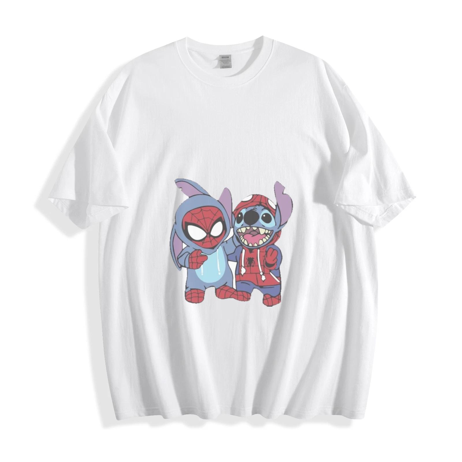 Stitch & Spider-Man Duo T-Shirt - Playful Superhero Unisex Tee XL