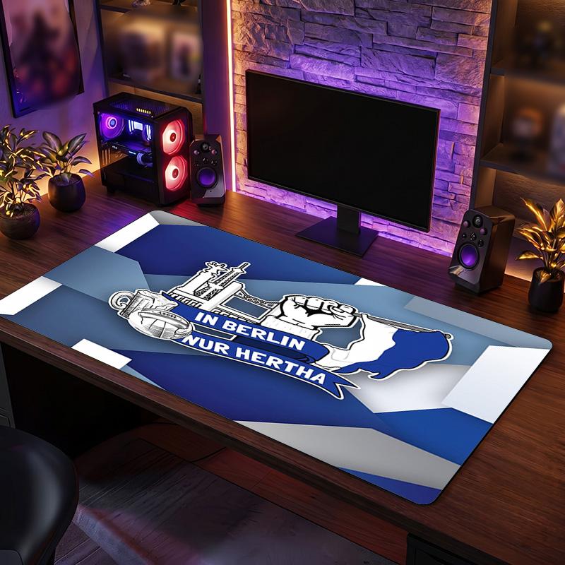 Tappetino per Mouse a Tema Hertha BSC FC, Tappetino XXL per Scrivania da Gioco con Logo Calcistico, Tappetino Antiscivolo per Mouse del Computer
