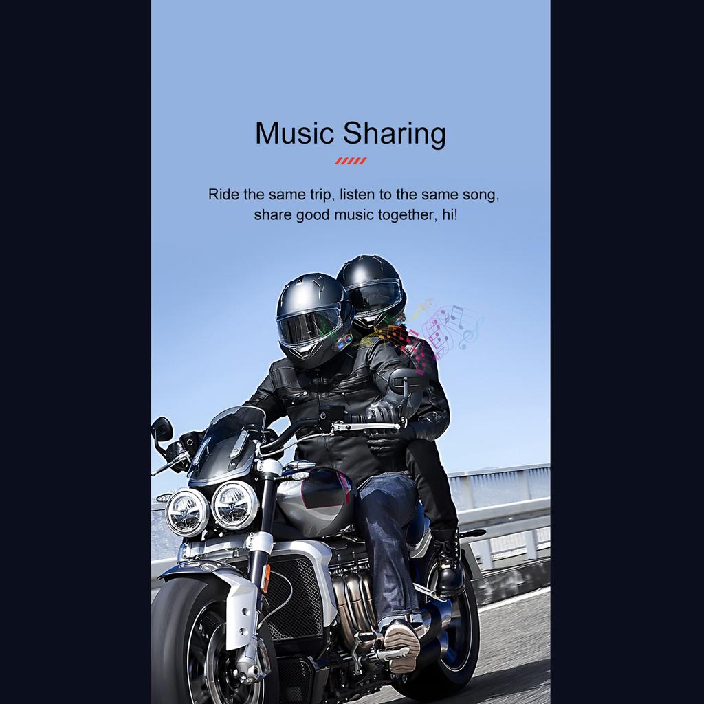 Q58 Max Wireless Motorcycle Intercom Headset Noise Cancellation for 2 Riders Talk at The Same Time Within 500M