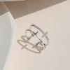 New Seiko Cross Double Layer Ring for Women's Niche Design Ins Cool Style Fashion Versatile Non Fading Open Ring