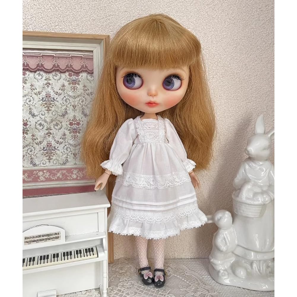 Rakulifey Blythe Clothes Dress Outfit One-Piece Clothes Neo Blythe Costume White Obitsu 24