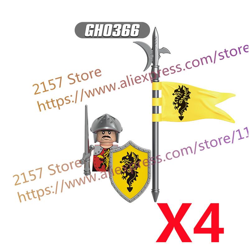 MOC Medieval Figure Building Block Castle Templar Knights Armor Militia Soldiers Gunners Shield Helmet Assembling Brick Toys S26