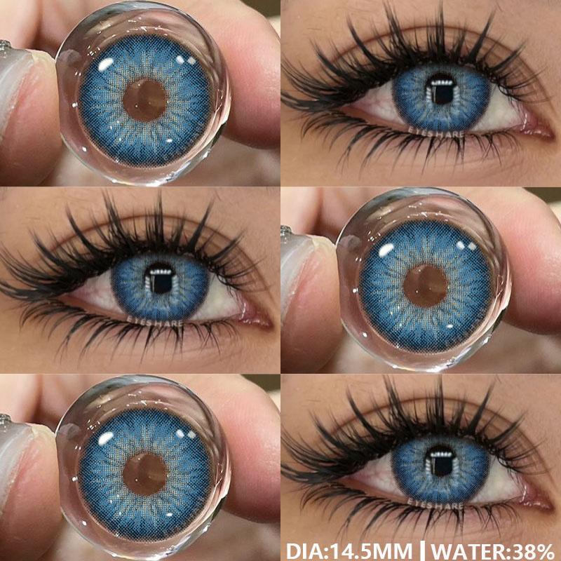 2Pcs Colored Contacts Lenses for Eyes Fashion Blue Contact Lens Brown Lenses Gray Pupils Lens Yearly Cosmetic Green Contacts
