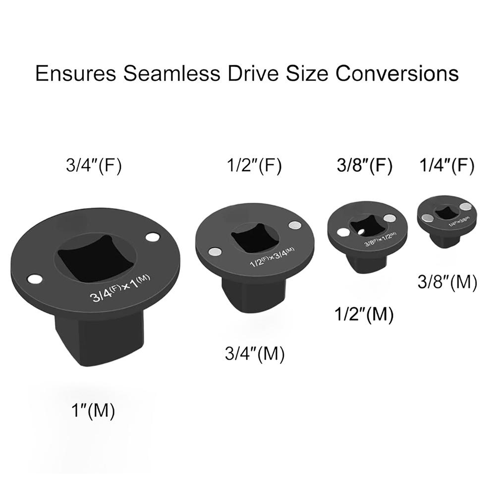 Flacher Steckschlüsseladapter für Schlagschrauber (3/4" auf 1", 1/2" auf 3/4", 3/8" auf 1/2") – Zubehör für Elektrowerkzeuge
