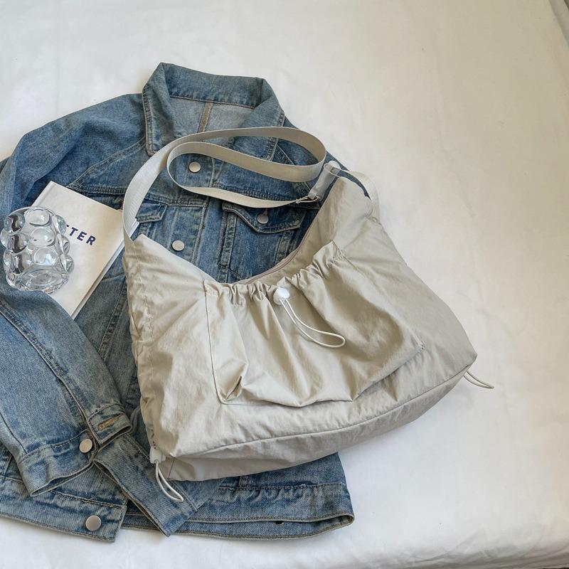 New large-capacity nylon canvas bag women's simple drawstring lightweight casual shoulder oblique span bag tote bag