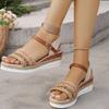 Womens Woven Rope Wedge Sandals Open Toe Buckle Strap Platform Shoes Casual Summer Footwear