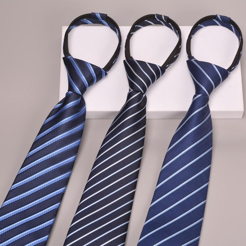 Krawatte Herren Reißverschluss Knotenfrei Klassisch Blau Schwarz Burgunder Einfarbig Gestreift Anzug Kleid Kragen