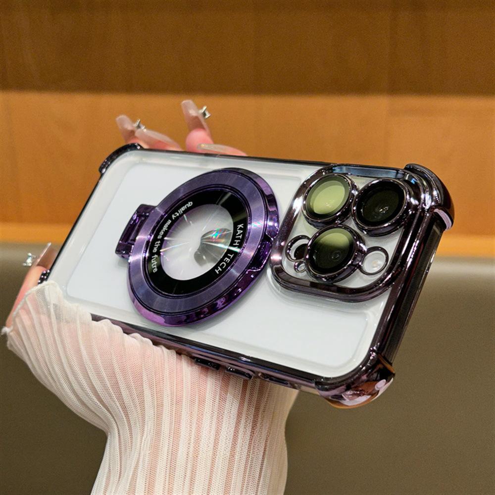 

For IPhone 17 Promax Electroplated Four Corner Anti Drop Case for Apple 16/14/15 Phone Case Magnetic Bracket For Apple 11Promax