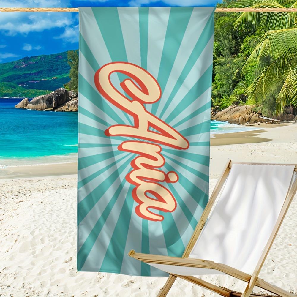 Personalized Striped Beach Towel Custom Name/Logo Microfiber Towel Thin Quick Dry Absorbent for Beach Swimming Yoga Bath Sports
