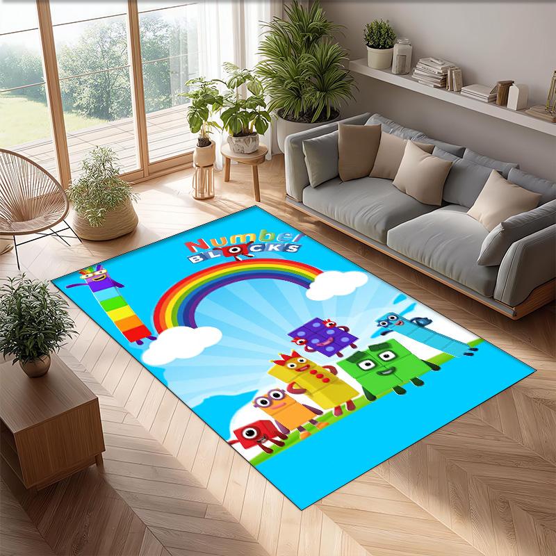 Numberblocks Crystal Velvet Rug, Soft Anti‑Slip Crystal Velvet Carpet for Living Room Bedroom Home Decor