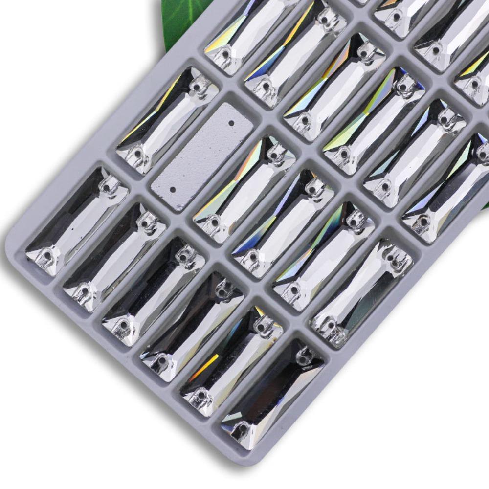 DIY Long Strip Rhinestone Sew on Irregular Diamond  Wedding Dress Shoes Bags Clothes Accessories 6*18mm 24pcs/pack серебряный