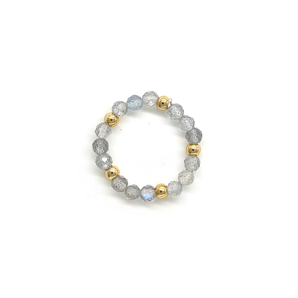Vlen Boho Stackable Rings for Women Dainty Natural Stone & Gold Beaded Stacking Rings Minimalist Bohemian Jewelry Daily Gifts