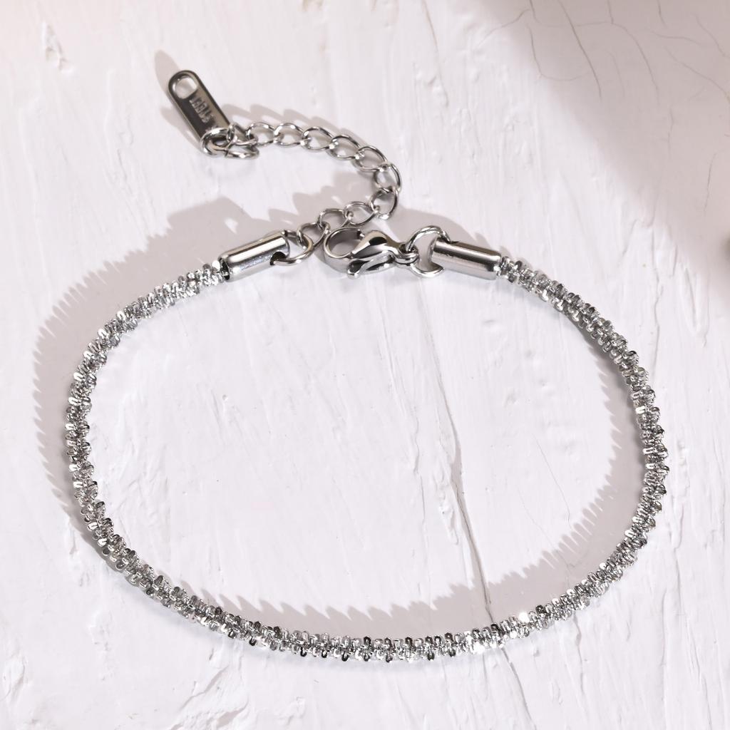 Stainless Steel Sparkling Ankle Chain Bracelet for Women, Gold Plated Trendy Minimalist Anklet, Waterproof Birthday Jewelry Gift