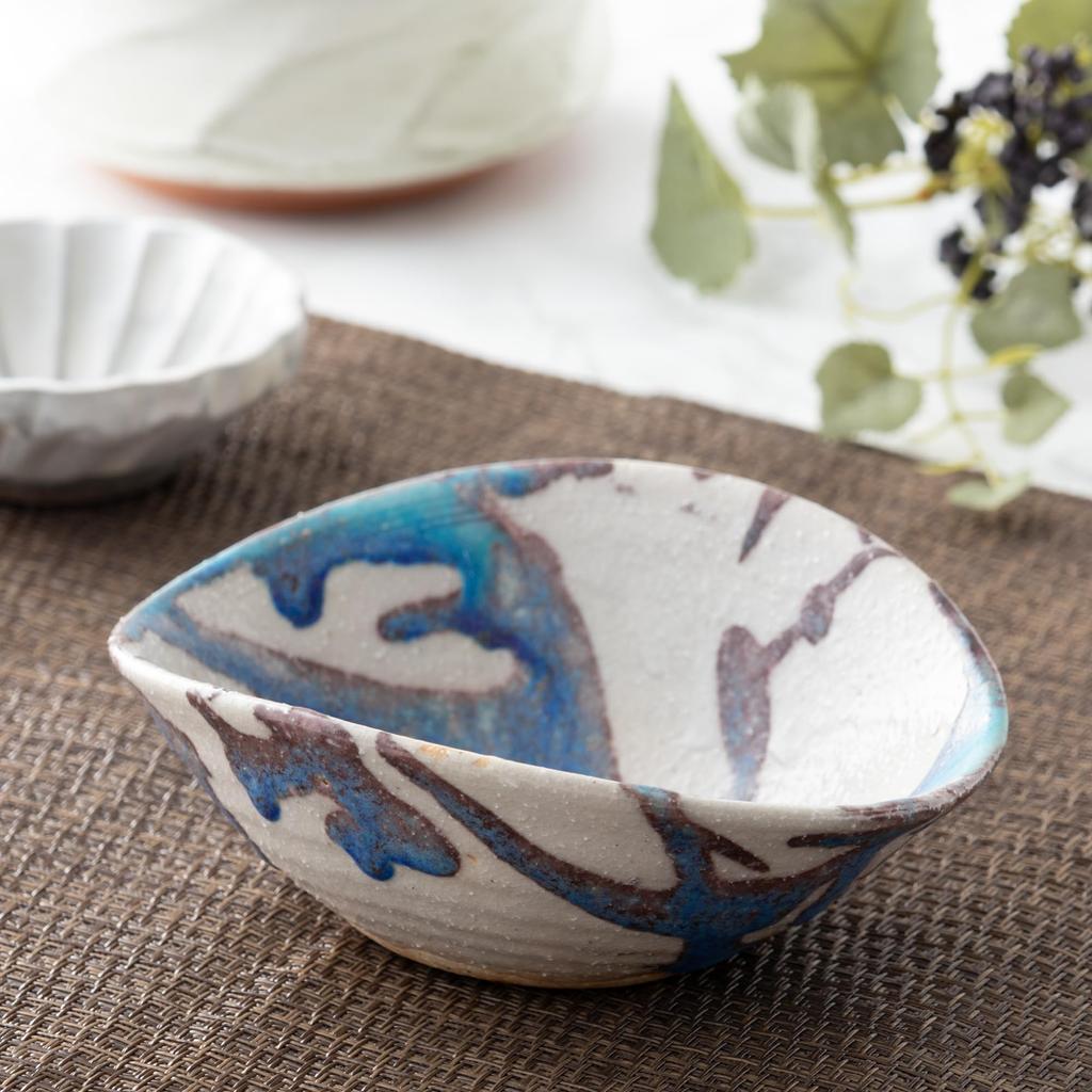 Marui Seito Shigaraki Ware Hechimon Small Diameter Glacier Bowl, Bowl, 14cm, Blue, MR-3-4229