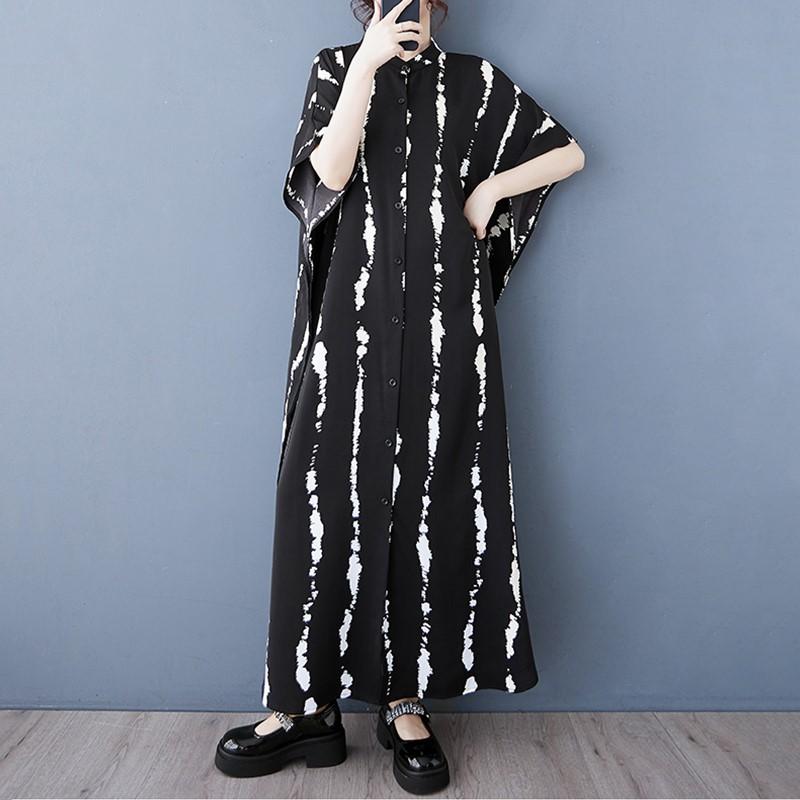 Short Sleeve Plus Size Vintage New In Dresses for Women Casual Loose Long Summer Shirt Dress