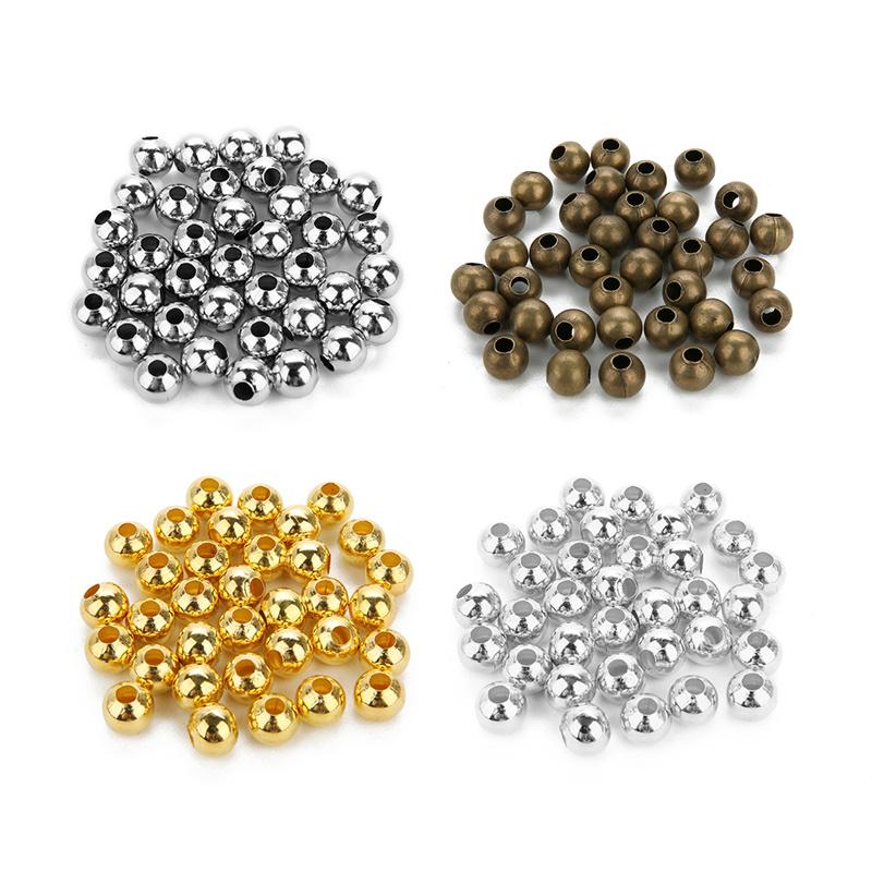 Louleur High Quality Round Tone Metal Beads Smooth Ball Spacer Beads for Jewelry Making Iron Beads DIY Bracelet Necklace