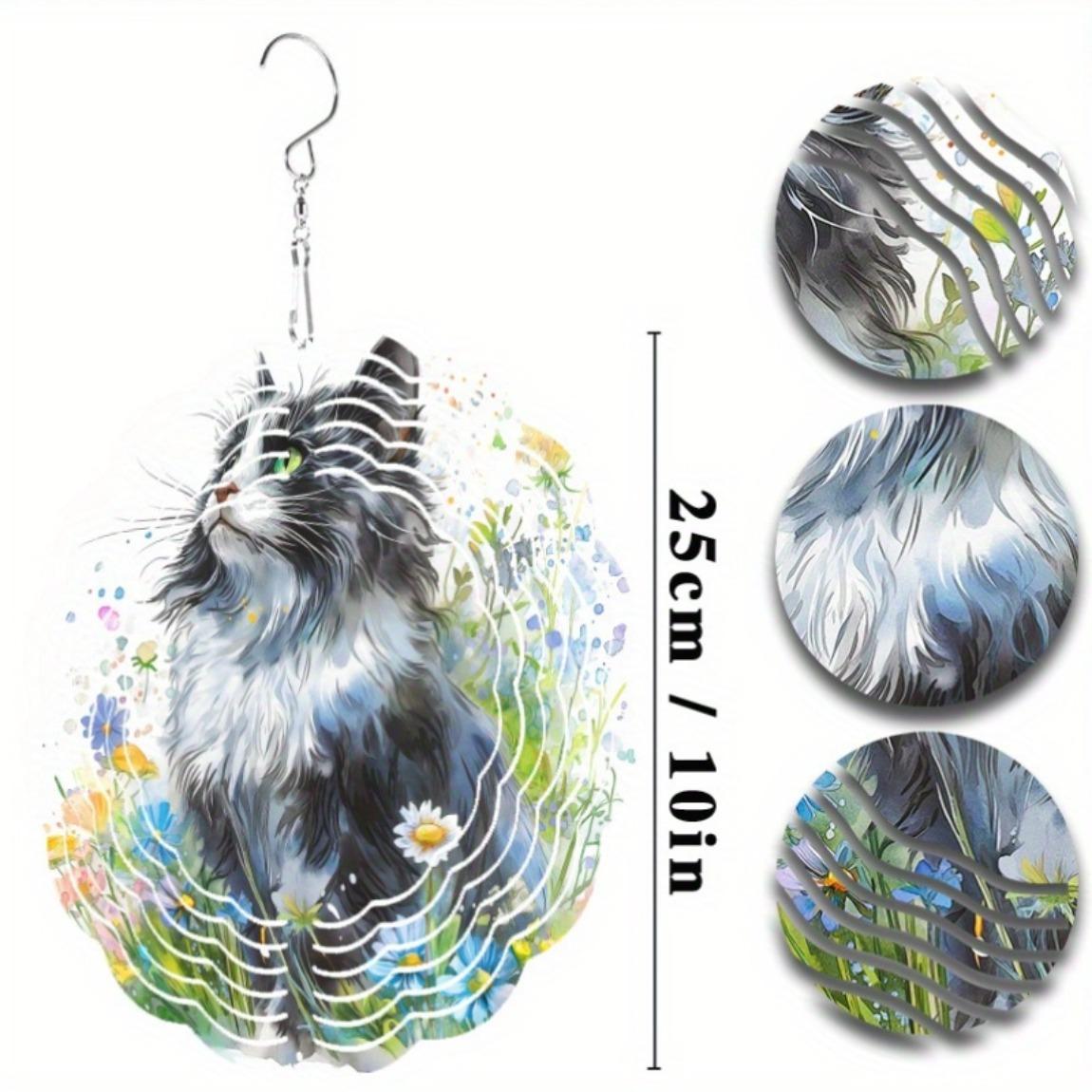 

10-дюймовый колокольчик с кошачьим узором, с крючком, вращающимся на 360 градусов, уличный подвесной декор для балкона, патио, сада, весенне-летний, идея для подарка 01A