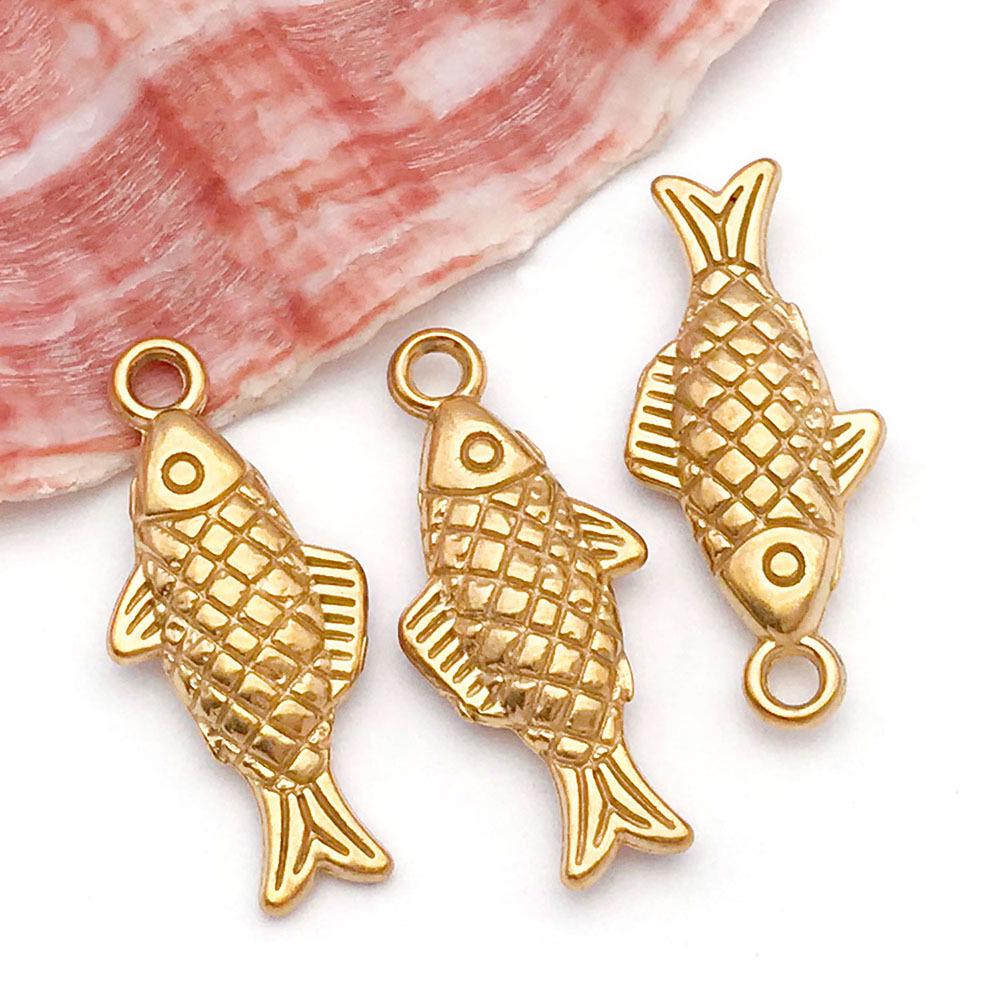 Stainless Steel Tropical Fish Goldfish Pendant Charm for DIY Jewelry.